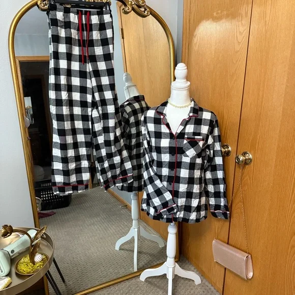 Wondershop Black and White Plaid Men's Pajama Set - Picture 1 of 1